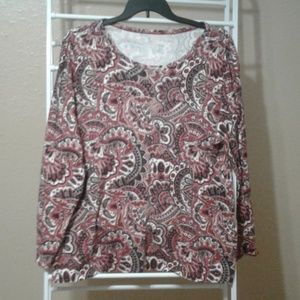 St Johns Bay Classic Paisley Print Blouse Size 2X